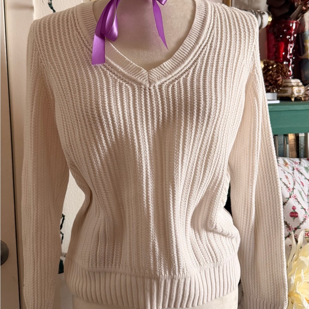 J. Crew Cream V-Neck Sweater